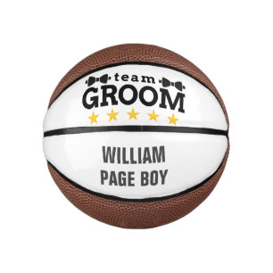 Team Groom Groomsman Bachelor Black White Mini Basketball