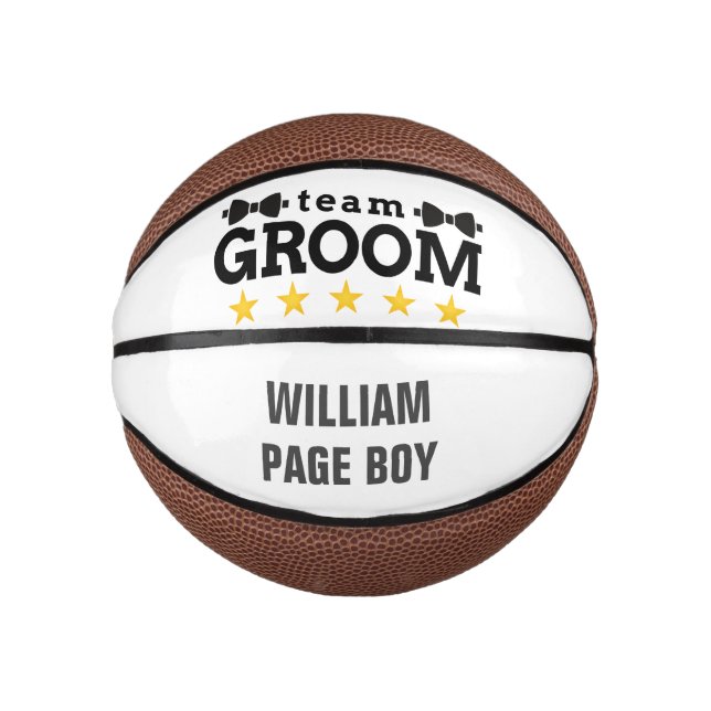 Team Groom | Groomsman | Bachelor | Black White Mini Basketball (Front)