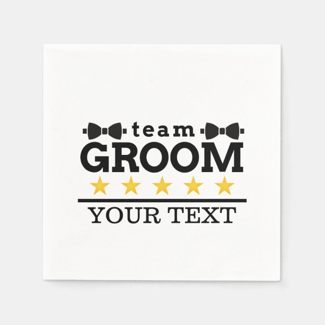 Team Groom | Groomsman | Bachelor | Black White Napkin (Front)