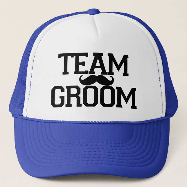 Team Groom Groomsmen moustache hat (Front)
