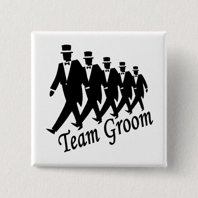 Team Groom (Men) 2 Inch Square Button (Front)