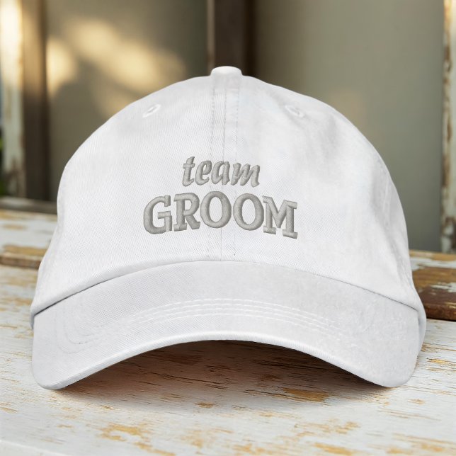 Team Groom Modern Simple Typography Wedding Embroidered Hat (Creator Uploaded)