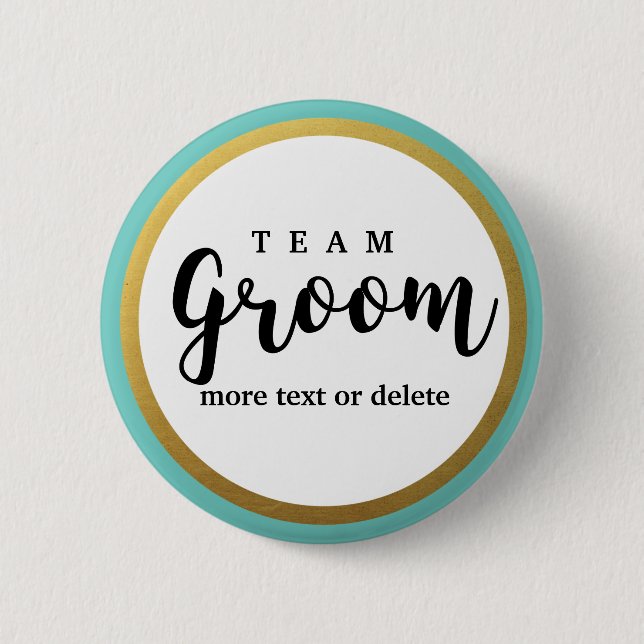 Team Groom Modern Wedding Favours for Groomsmen 2 Inch Round Button (Front)