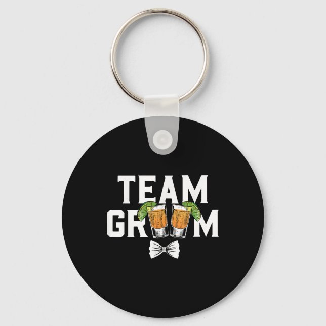 Team Groom Party Bachelor Shots Bride Wedding  Keychain (Front)