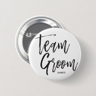 Team Groom   Script Black 2 Inch Round Button