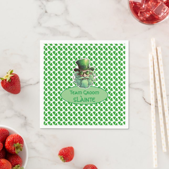 Team Groom Shamrocks Small clovers 3-leaf Napkin (Insitu)