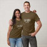 Team Groom Shirt<br><div class="desc">Team groom, this short sleeve, cotton crew neck shirt is shown in the Brown colour with a sample last name, so you can customize this shirt to your liking, by clicking on customize button, look to right and find the appropriate boxes and change the sample text to your information. Perfect...</div>