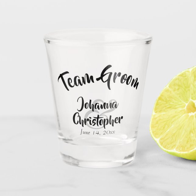 Team Groom Shotglass Wedding Favour Shot Glass (Front)