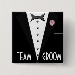 Team Groom (tuxedo) 2 Inch Square Button