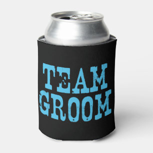 Team Groom Western Blue on Black Can Cooler