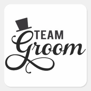 Team Groom with hat, text design for t-shirt Square Sticker