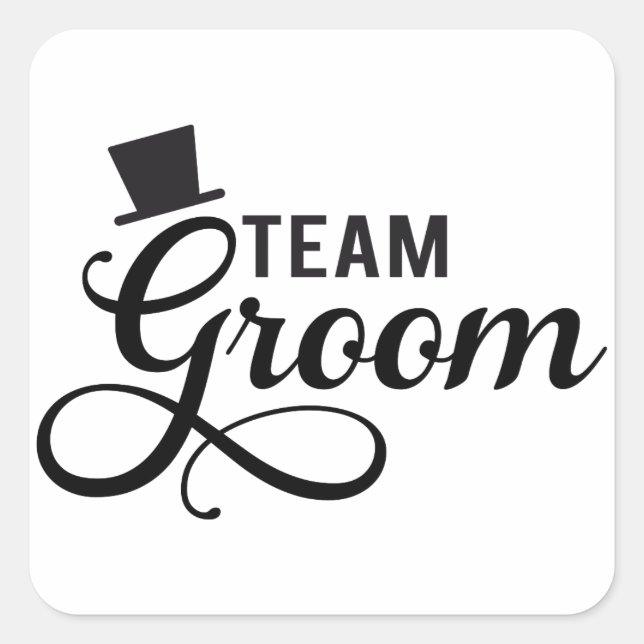 Team Groom with hat, text design for t-shirt Square Sticker (Front)