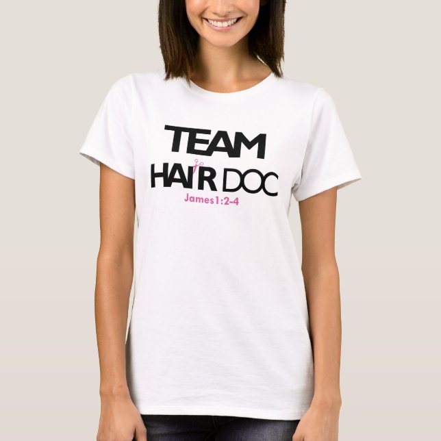 Team Hair Doc White (Bella) T-Shirt (Front)