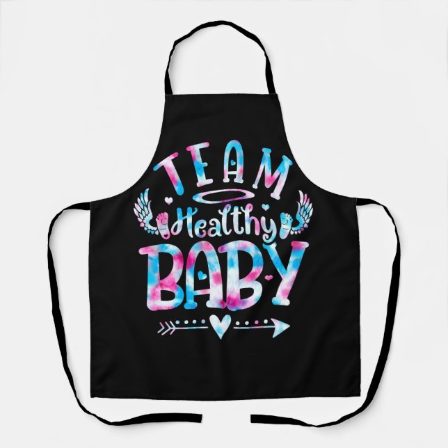 Team Healthy Baby Gender Reveal Party Pink Or Blue Apron (Front)