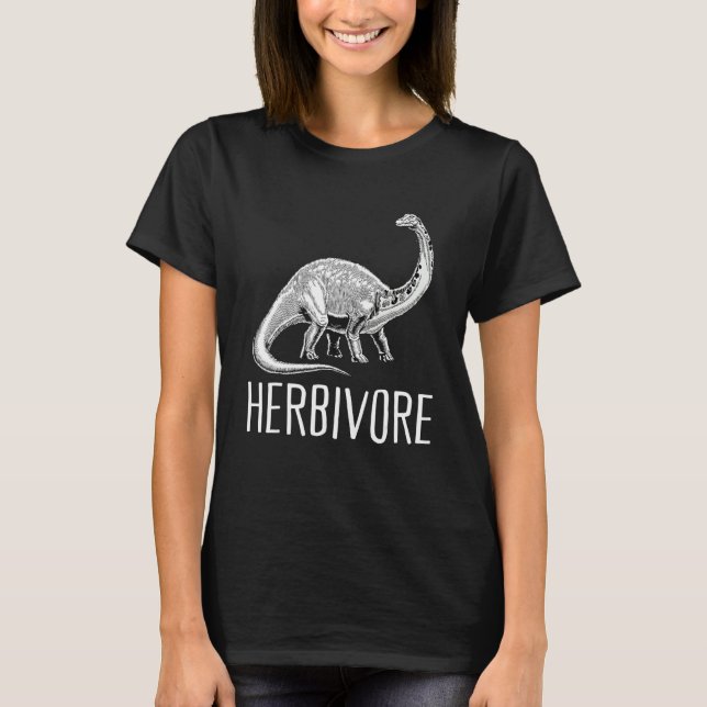Team Herbivore Vegan Brontosaurus Vegetarian Plant T-Shirt (Front)