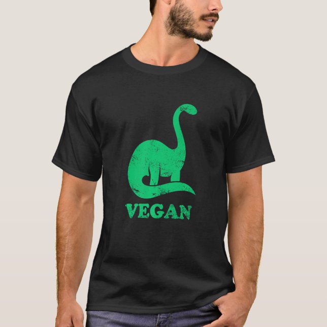Team Herbivore Vegan Brontosaurus Vegetarian Plant T-Shirt (Front)