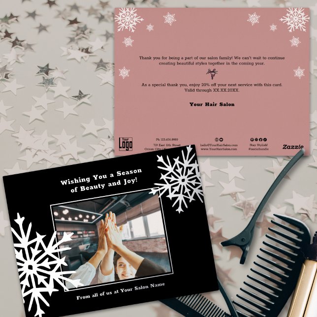 Team Image Snowflake Foil Accents Holiday Card (Team Image Snowflake Foil Accents Holiday Card)