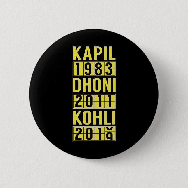 Team India Cricket Fan Jersey  2 Inch Round Button (Front)