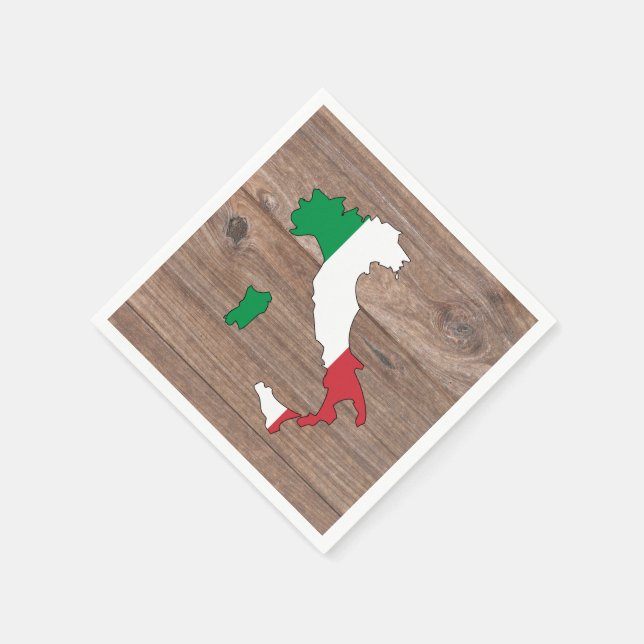 Team italy Flag Map on Wood Napkin (Corner)