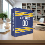 Team Jersey with Custom Name and Number Binder<br><div class="desc">Blue and Yellow colours -- If you are a Fantasy Football team owner,  make your own products and show off to your friends! Or - Do you play High School Football and want a memento? This jersey design is perfect for anyone playing sports.</div>