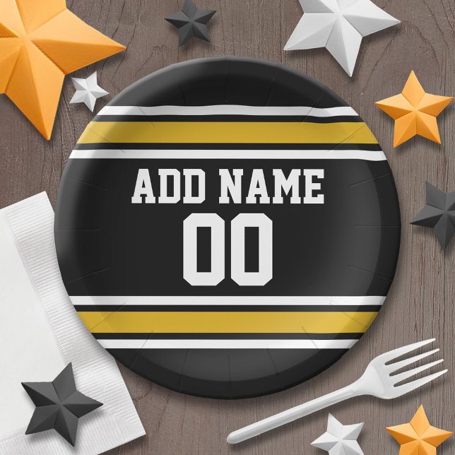 Team Jersey with Custom Name and Number Paper Plate (Personalized party plates - sports theme for birthday or any occasion)