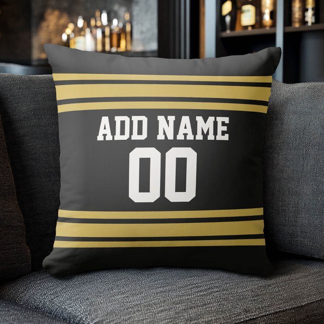 Team Jersey with Custom Name and Number Throw Pillow (Custom Sports Pillow for a Man Cave)