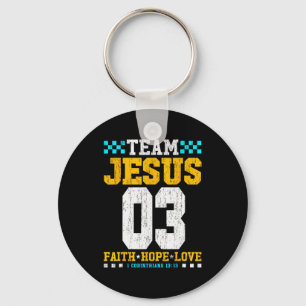 Team Jesus 03 Faith Hope Love Christian Bible Vers Keychain
