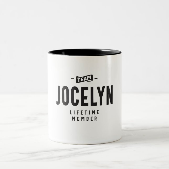 Team Jocelyn Lifetime Member Personalized Name Two-Tone Coffee Mug (Center)