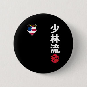 Team Karate Shorin Ryu Usa Flag Japanese Martial A 2 Inch Round Button