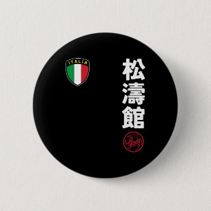 Team Karate Shotokan Italy Flag Kanji Japanese Mar 2 Inch Round Button