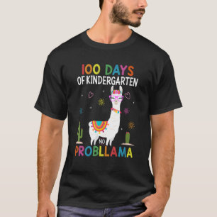 Team Kindergarten No Prob Llama Teacher 100th Day T-Shirt