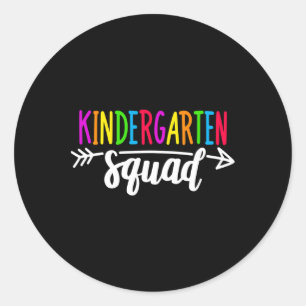 Team Kindergarten Squad Tee Teacher Byck To School Classic Round Sticker