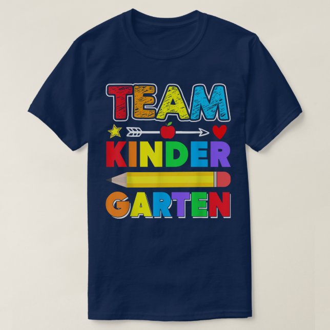 Team Kindergarten Teacher Apple Student Kids Back  T-Shirt (Design Front)