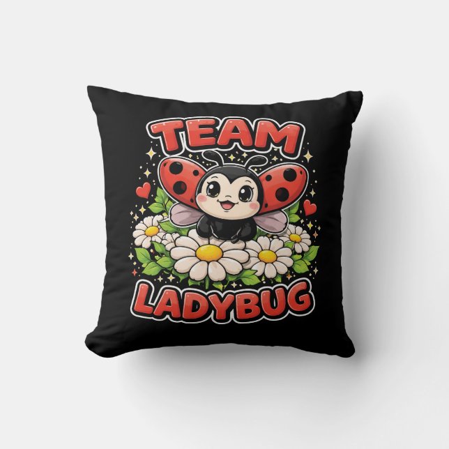 Team Ladybug Throw Pillow (Front)