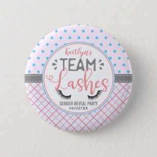 "Team Lashes" Modern Gender Reveal Party 2 Inch Round Button