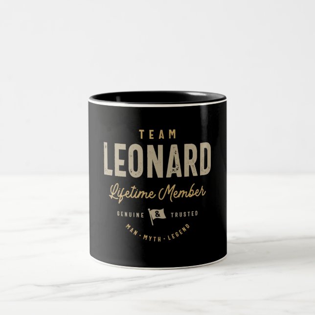 Team Leonard Lifetime Member Personalized Name  Two-Tone Coffee Mug (Center)