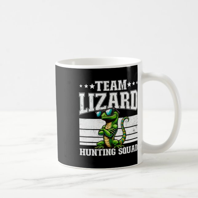 Team Lizard Hunting Squad Funny Retro Gecko Lizard Coffee Mug (Right)