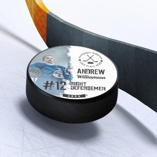 Team Logo Hockey Player Name Jersey Number & Photo Puck