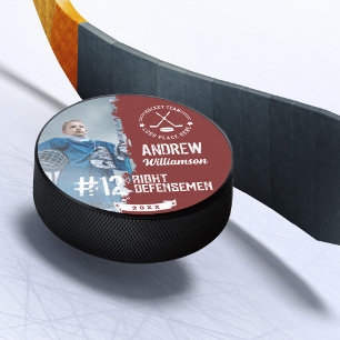 Team Logo Hockey Player Name Jersey Number & Photo Puck