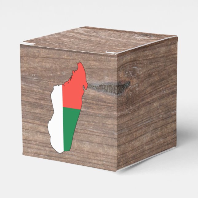 Team madagascar Flag Map on Wood Favor Box (Front Side)
