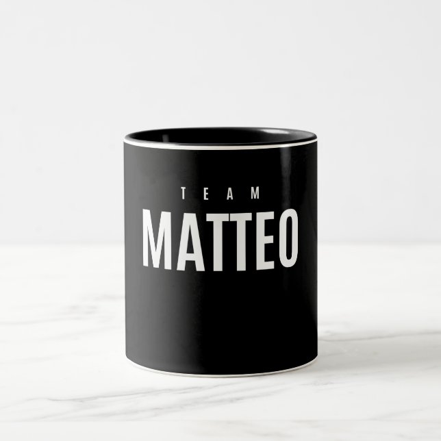 Team Matteo Personalized Name Two-Tone Coffee Mug (Center)