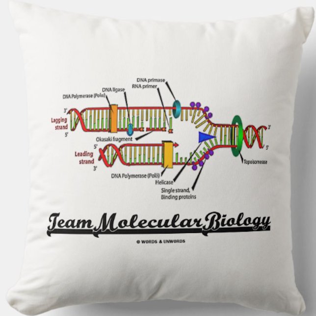 Team Molecular Biology (DNA Replication) Throw Pillow (Team Molecular Biology throw pillow featuring DNA replication for any molecular biologist)