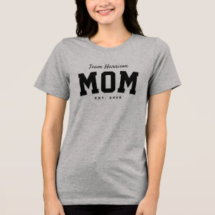 Team mom cute simple personalized black Tri-Blend shirt