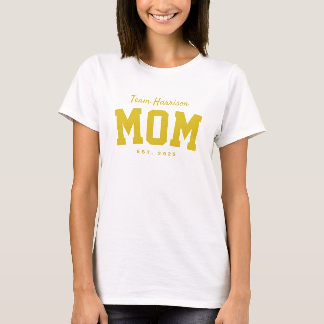 Team mom cute simple personalized yellow T-Shirt (Front)