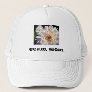 Team Mom Sports hats Truckers Pink Dahlia Flowers