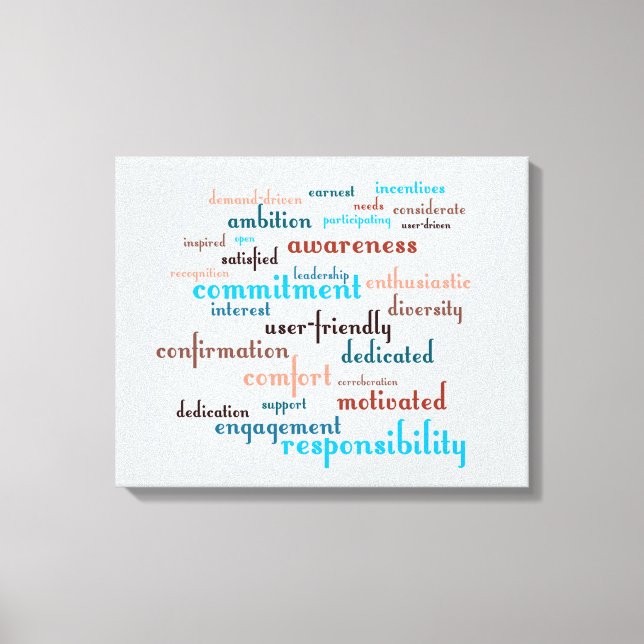Team Motivation Word Cloud Customizable Background Canvas Print (Front)