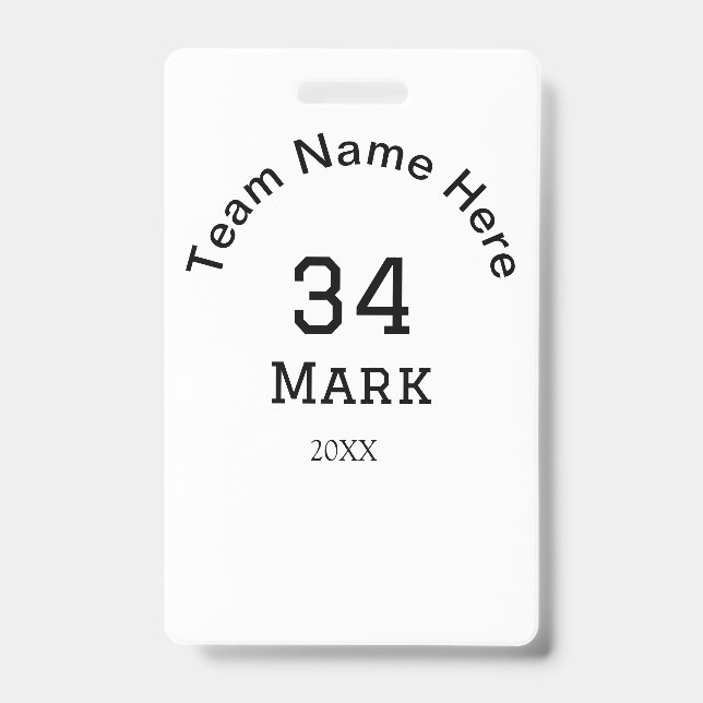 team name add player name date sports men  badge (Front)
