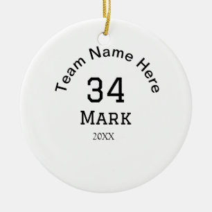team name add player name date sports men  ceramic ornament
