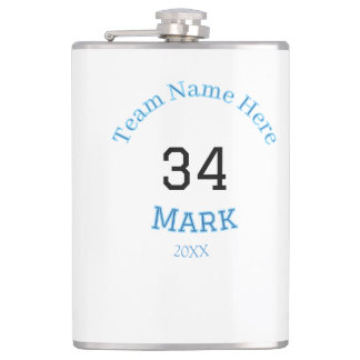 team name add player name date sports men hip flask