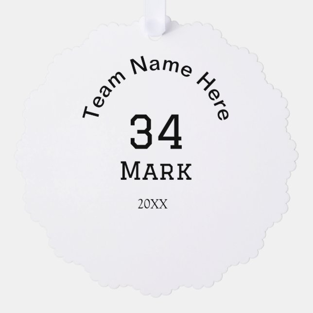 team name add player name date sports men  ornament card (Front)